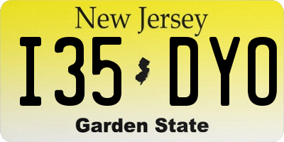 NJ license plate I35DYO