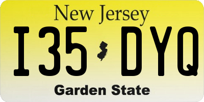 NJ license plate I35DYQ