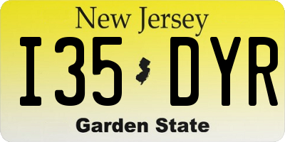 NJ license plate I35DYR