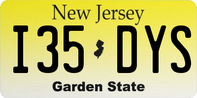 NJ license plate I35DYS