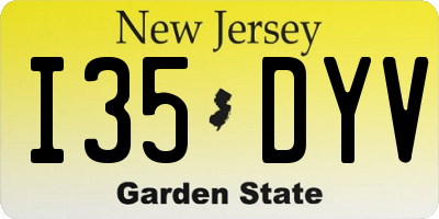 NJ license plate I35DYV