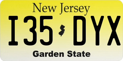 NJ license plate I35DYX