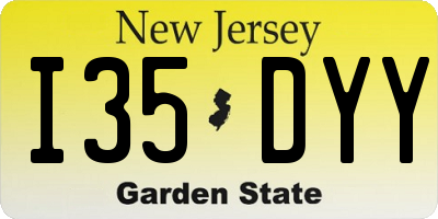 NJ license plate I35DYY
