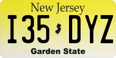 NJ license plate I35DYZ