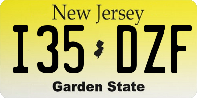 NJ license plate I35DZF