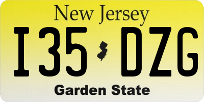 NJ license plate I35DZG