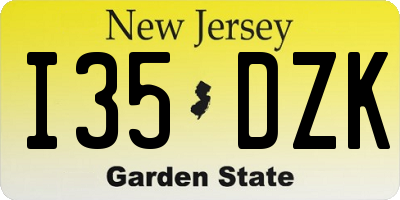 NJ license plate I35DZK