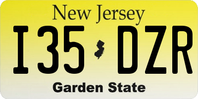 NJ license plate I35DZR