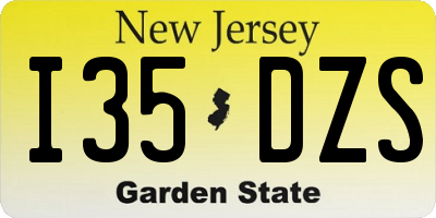 NJ license plate I35DZS