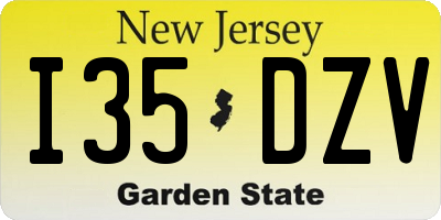 NJ license plate I35DZV
