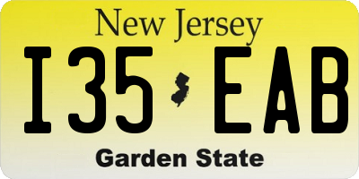 NJ license plate I35EAB