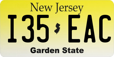 NJ license plate I35EAC