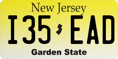 NJ license plate I35EAD