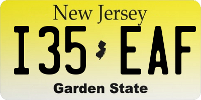 NJ license plate I35EAF