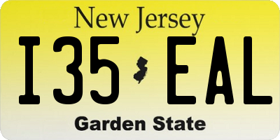 NJ license plate I35EAL