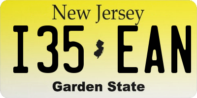 NJ license plate I35EAN