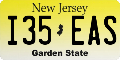 NJ license plate I35EAS