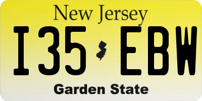 NJ license plate I35EBW