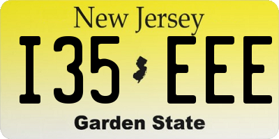 NJ license plate I35EEE