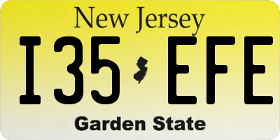 NJ license plate I35EFE