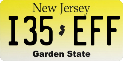 NJ license plate I35EFF