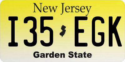 NJ license plate I35EGK