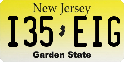 NJ license plate I35EIG
