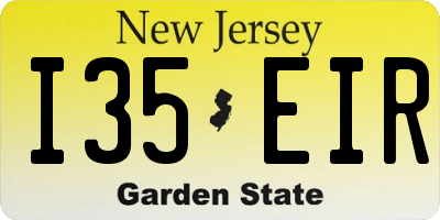 NJ license plate I35EIR