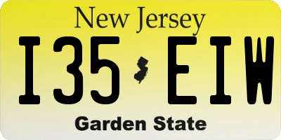 NJ license plate I35EIW