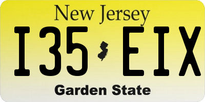 NJ license plate I35EIX