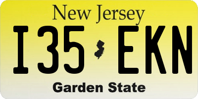 NJ license plate I35EKN