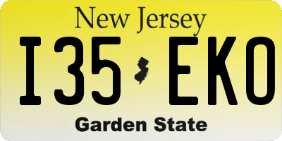 NJ license plate I35EKO