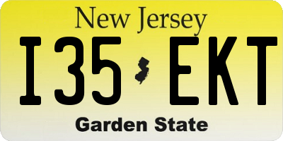 NJ license plate I35EKT