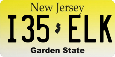 NJ license plate I35ELK