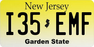NJ license plate I35EMF