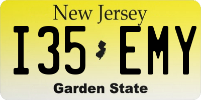 NJ license plate I35EMY