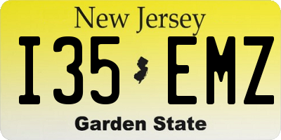 NJ license plate I35EMZ
