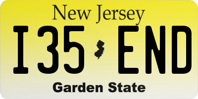 NJ license plate I35END
