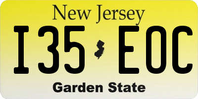 NJ license plate I35EOC