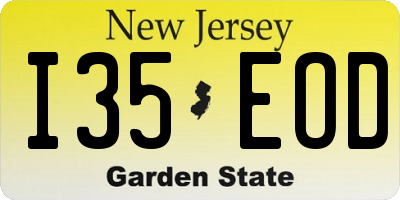 NJ license plate I35EOD
