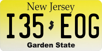 NJ license plate I35EOG