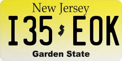 NJ license plate I35EOK