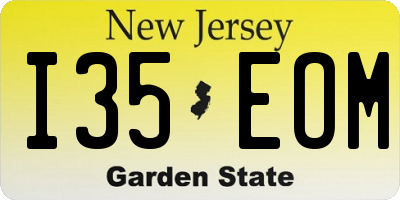 NJ license plate I35EOM