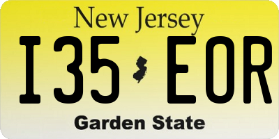 NJ license plate I35EOR