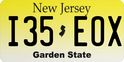NJ license plate I35EOX