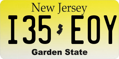 NJ license plate I35EOY