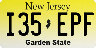 NJ license plate I35EPF
