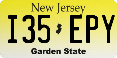NJ license plate I35EPY
