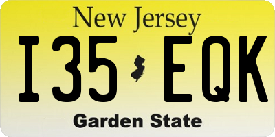 NJ license plate I35EQK