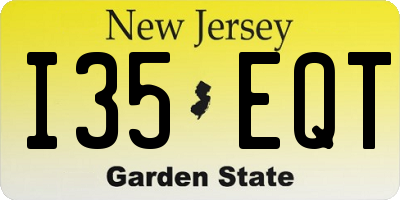 NJ license plate I35EQT